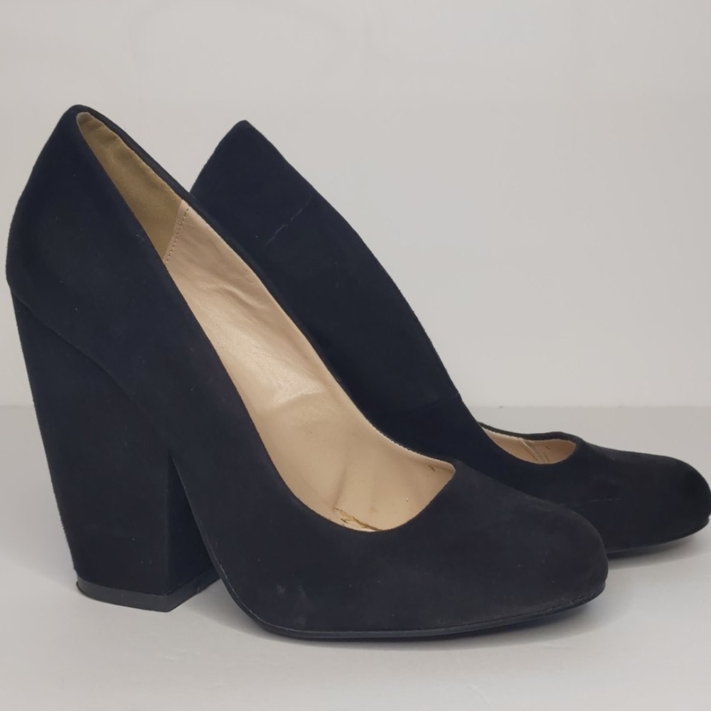 QUPID heel BLACK Faux Suede Size 6 - Picture 6 of 16